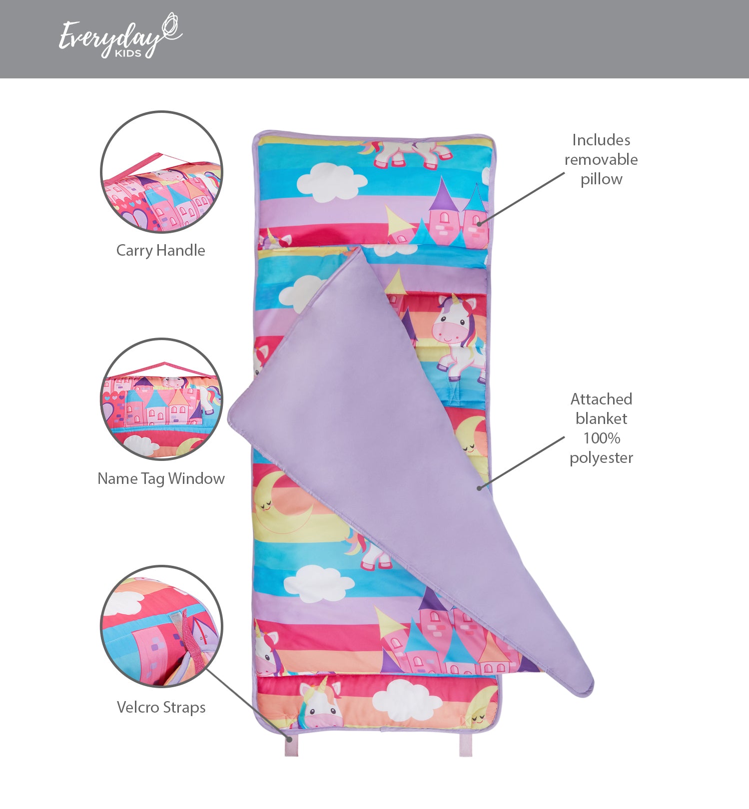 Unicorn Dreams Nap Mat with Pillow – Everyday Kids